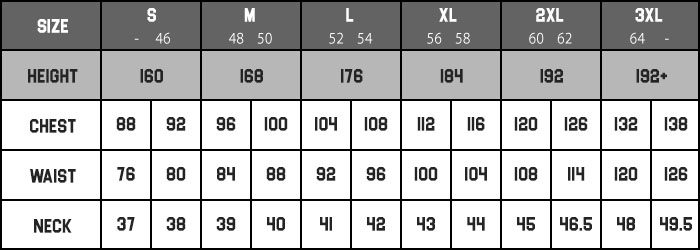 Apparel Size Chart - MARIOBEKY.COM